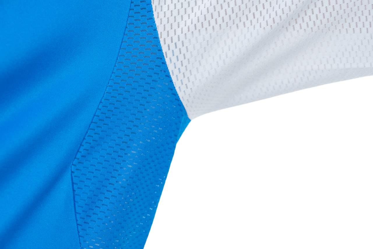Cube Teamline Rundhals Fahrrad Trikot kurz weiß/blau/rot 2026