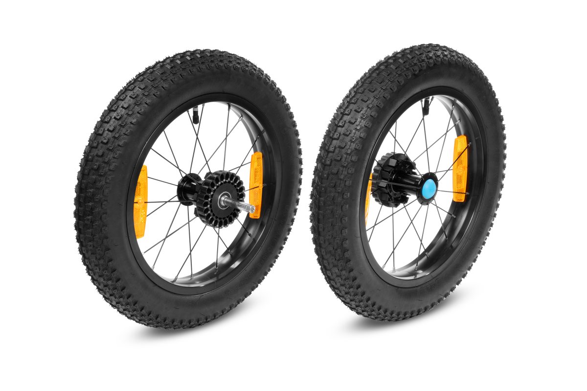 Cube Fat Wheels hinten für Kinder Fahrradanhänger Double schwarz