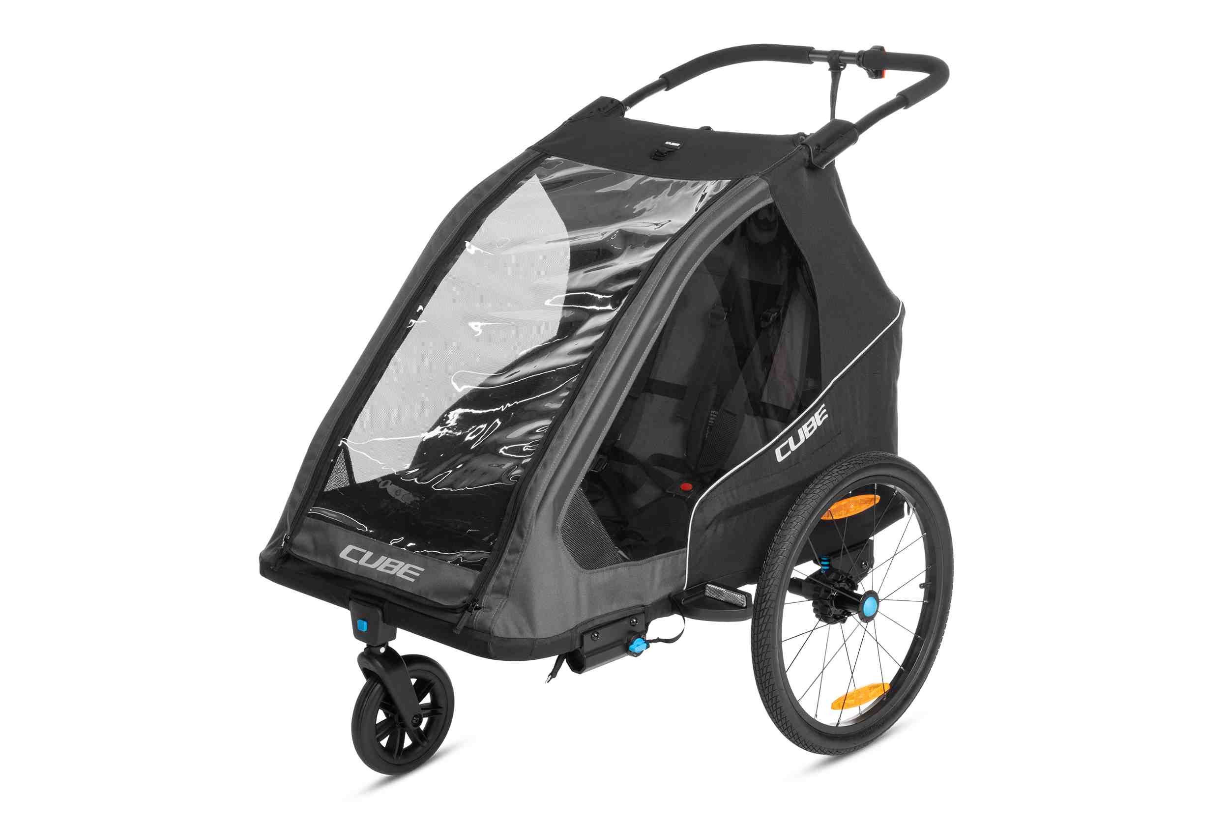 Cube Double Pure Kinder Fahrradanhänger schwarz/grau