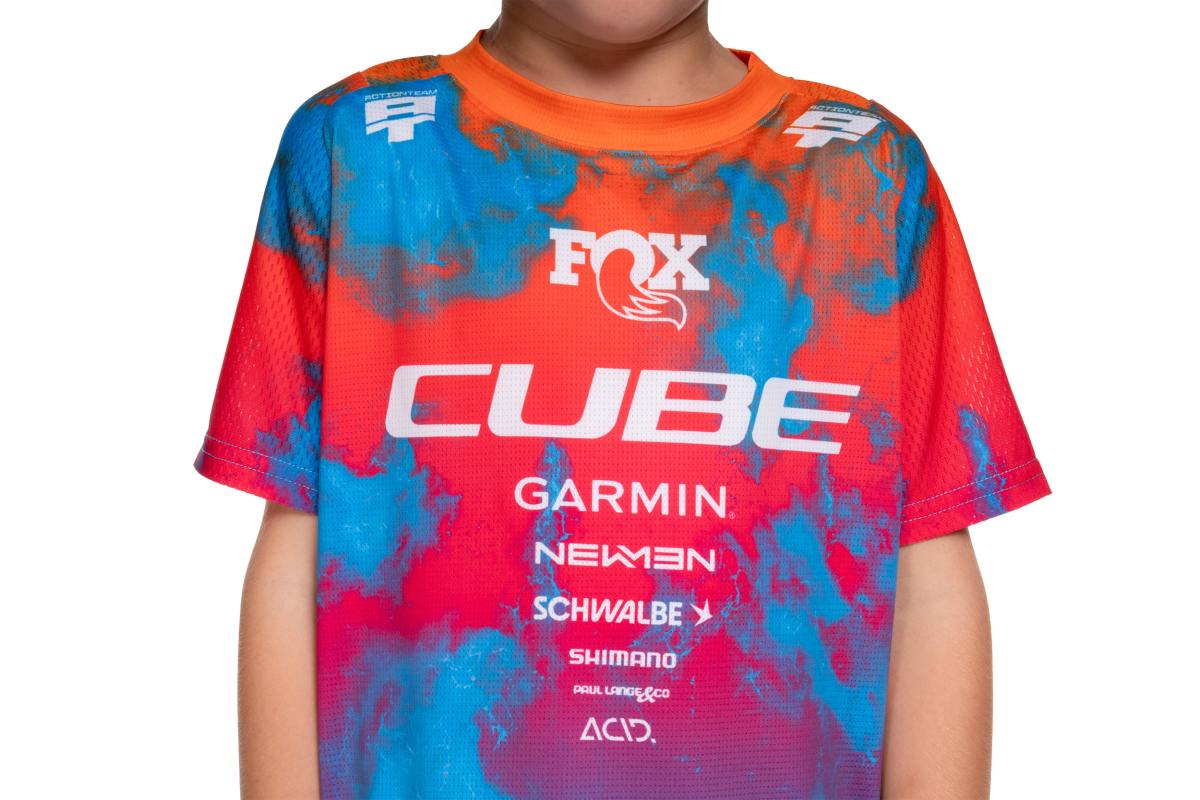 Cube Rookie X Actionteam Kinder Fahrrad Trikot kurz blau/pink 2026