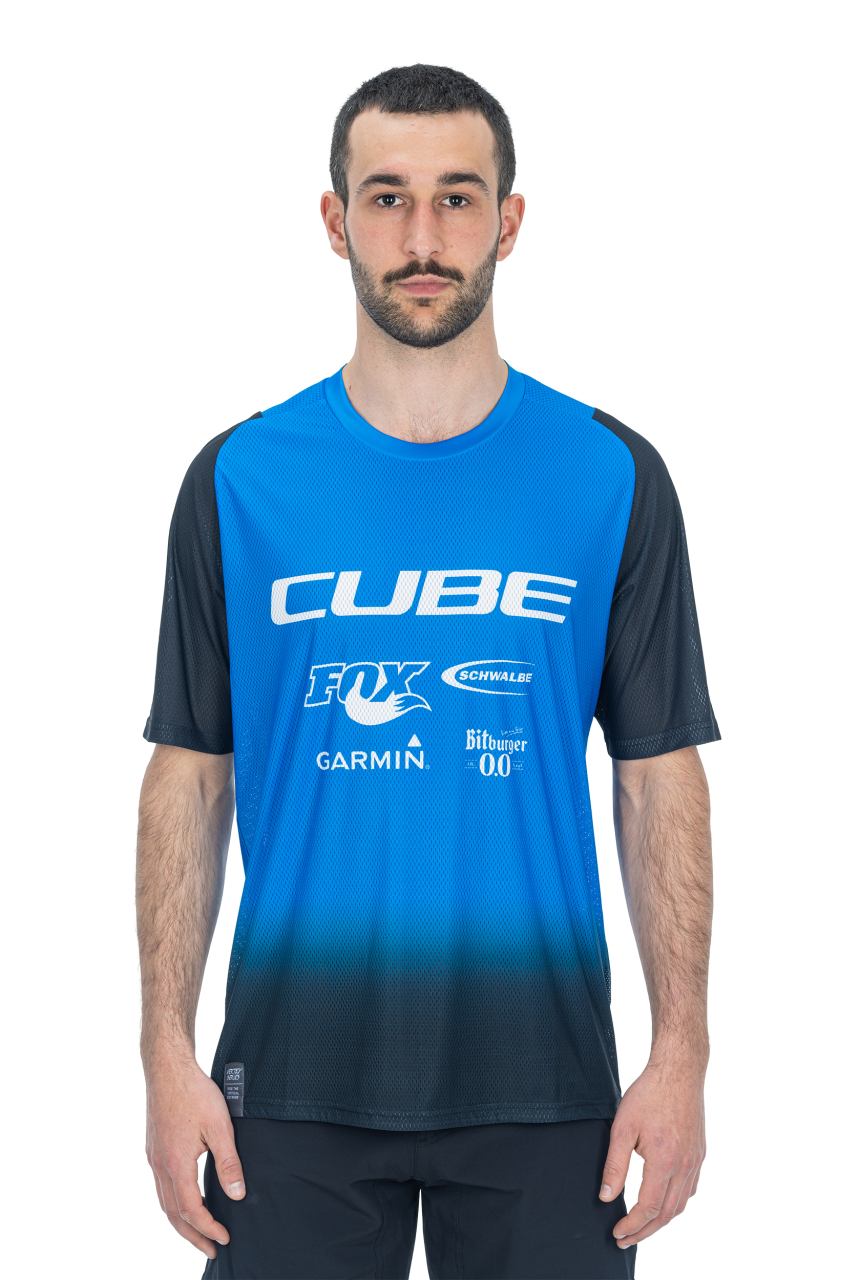 Cube Vertex X Actionteam Fahrrad Trikot kurz schwarz/blau 2026