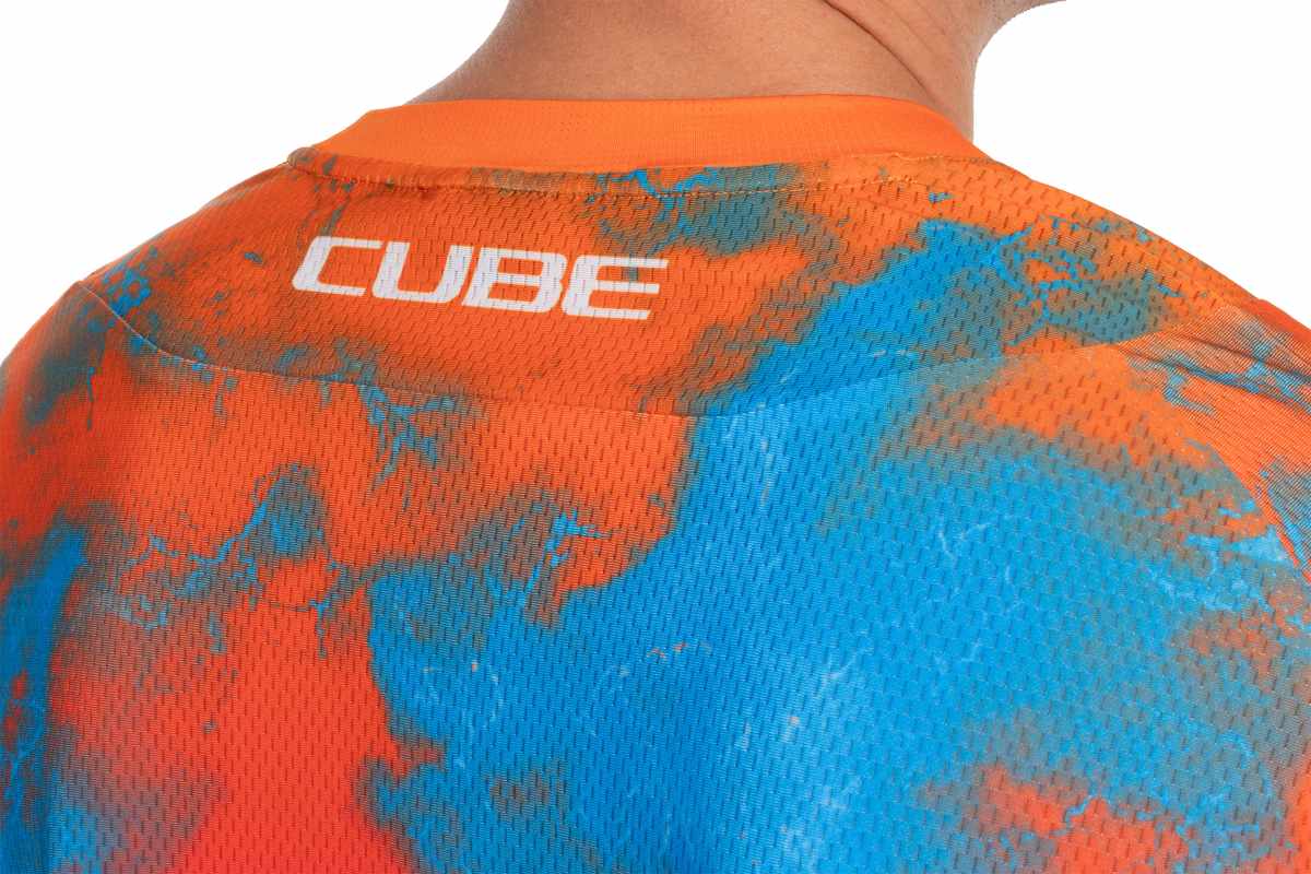 Cube X Actionteam Fahrrad Trikot lang blau/pink 2026