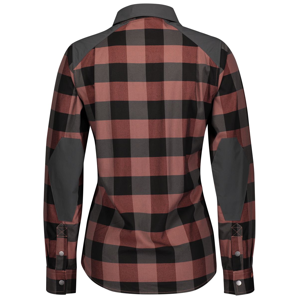 Scott Trail Flow Check Damen Fahrrad Trikot / Hemd lang coral rot/grau 2022
