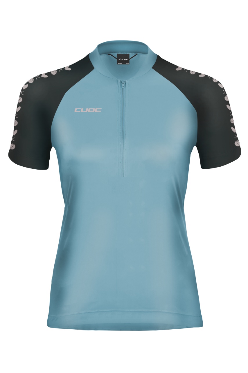 Cube ATX Cmpt Half Zip Damen Fahrrad Trikot kurz blau 2027