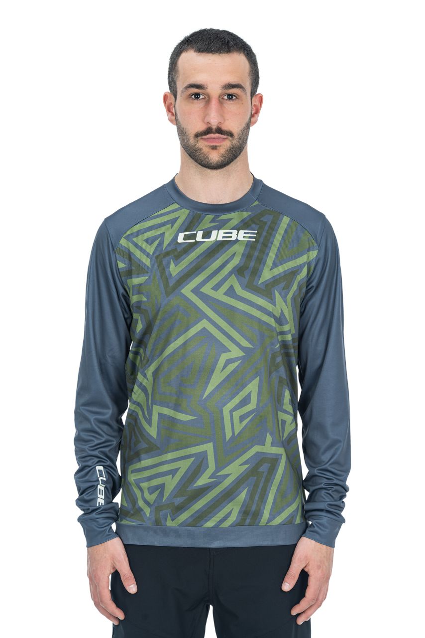 Cube ATX TM Fahrrad Trikot lang olive grün/grau 2027