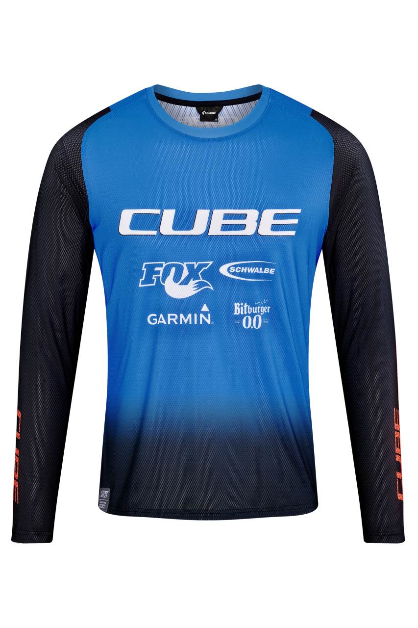 Cube Vertex X Actionteam Fahrrad Trikot lang schwarz/blau 2027