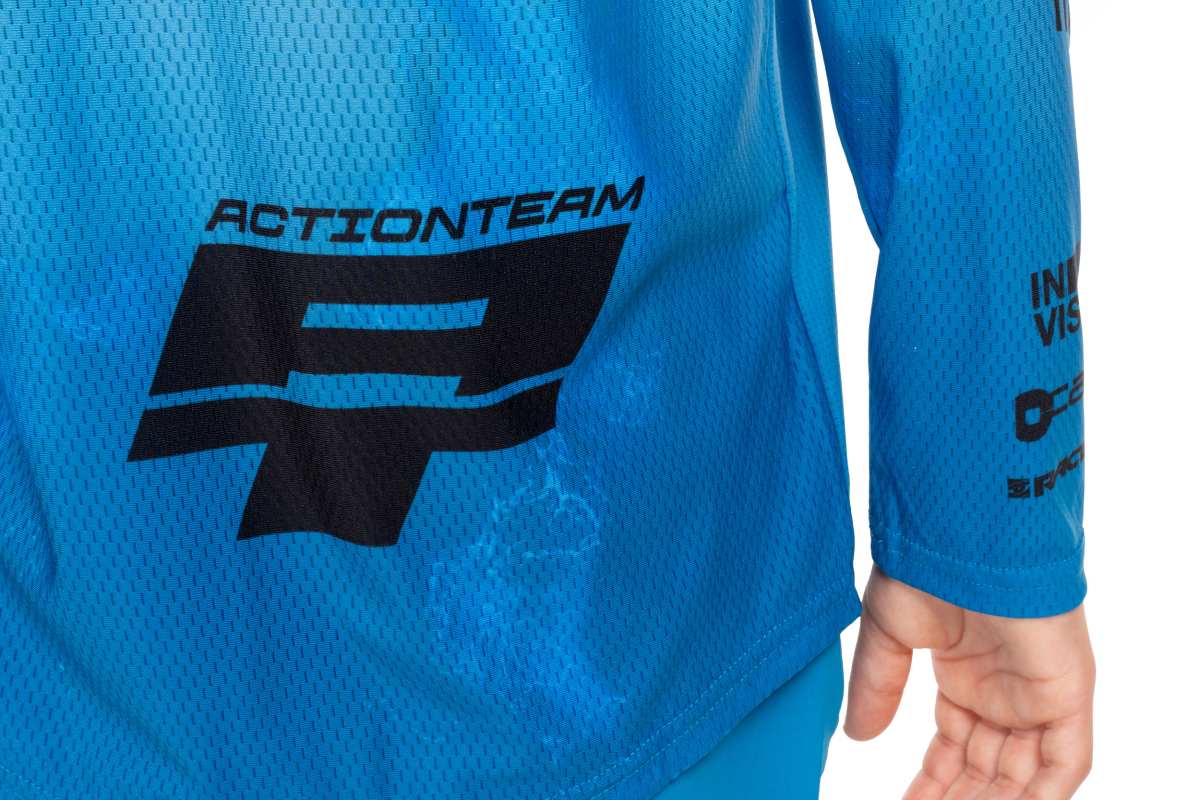 Cube Rookie X Actionteam Kinder Fahrrad Trikot lang topas blau/weiß 2026