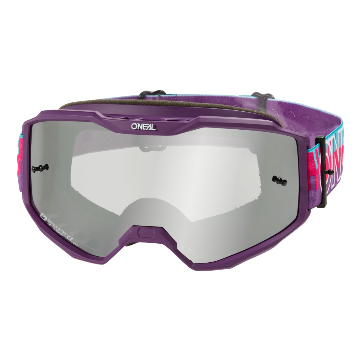 O'Neal B10 Striped Youth Kinder Goggle MX DH Brille pink/lila/silberfarben mirror Oneal