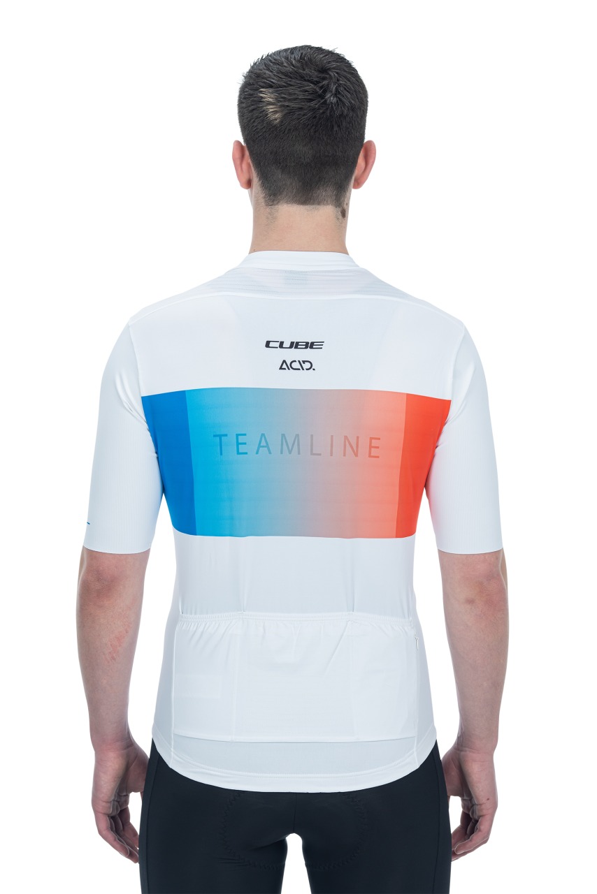 Cube Teamline Fahrrad Trikot kurz weiß/blau/rot 2027