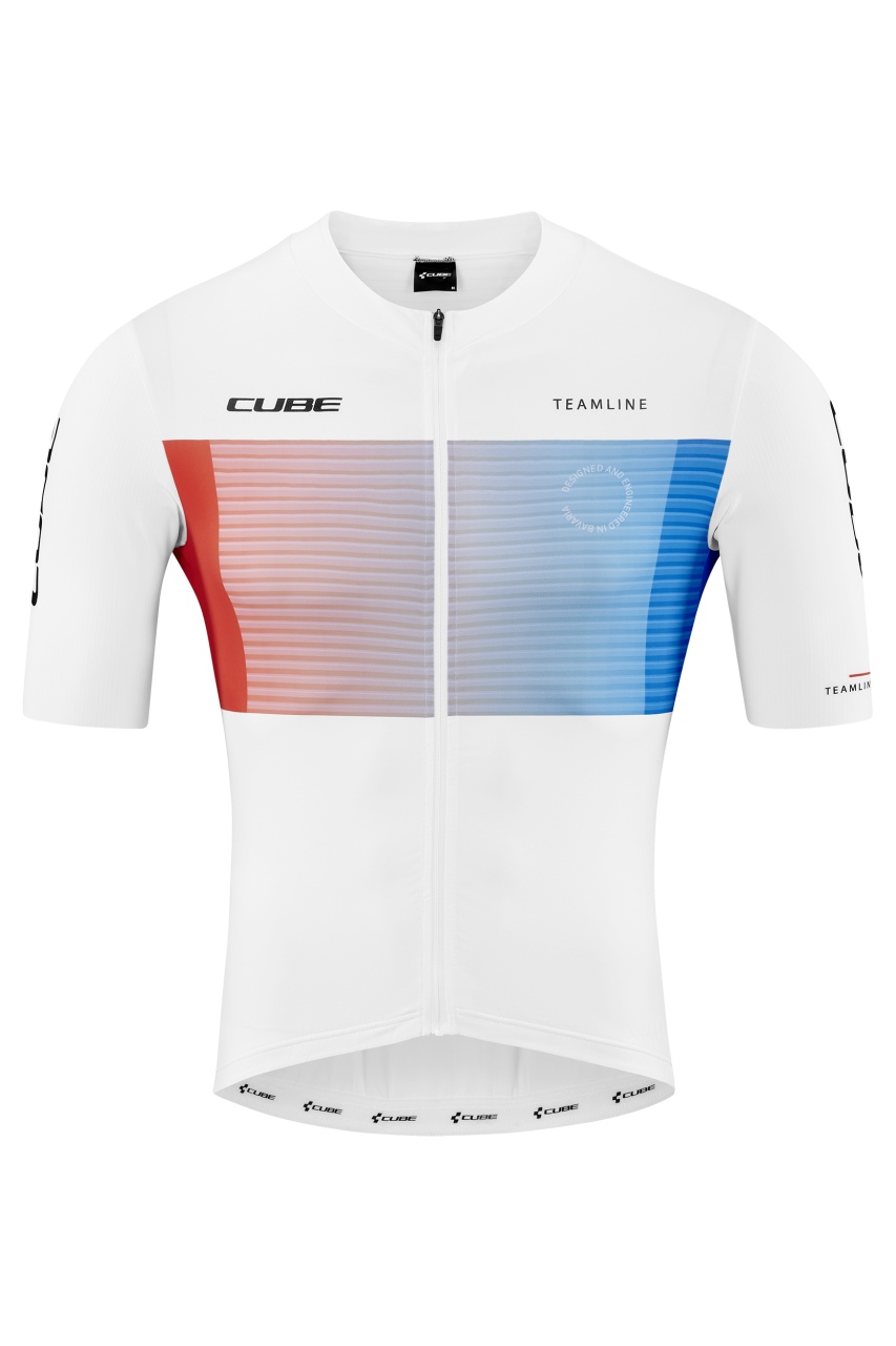 Cube Teamline Fahrrad Trikot kurz weiß/blau/rot 2027
