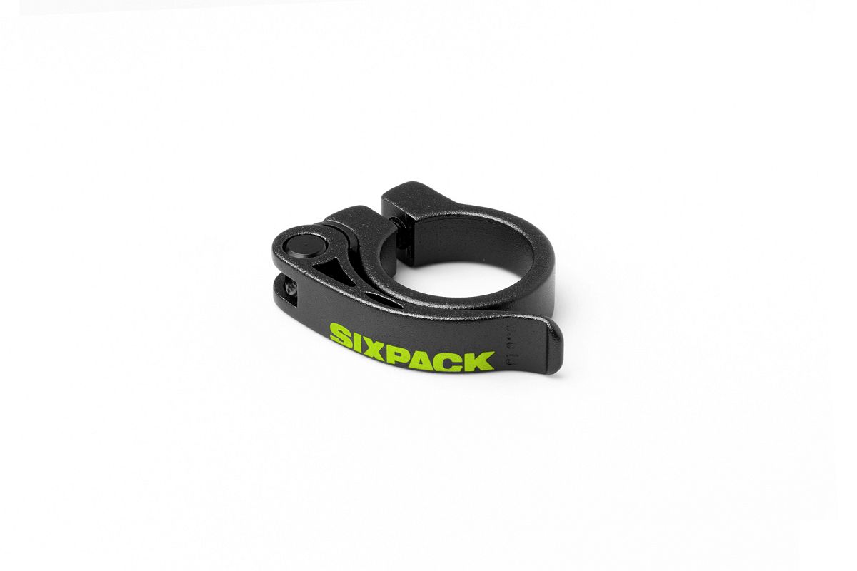 Sixpack Menace Fahrrad Sattelklemme mit Schnellspanner 31.8mm / 34.9mm schwarz/gelb