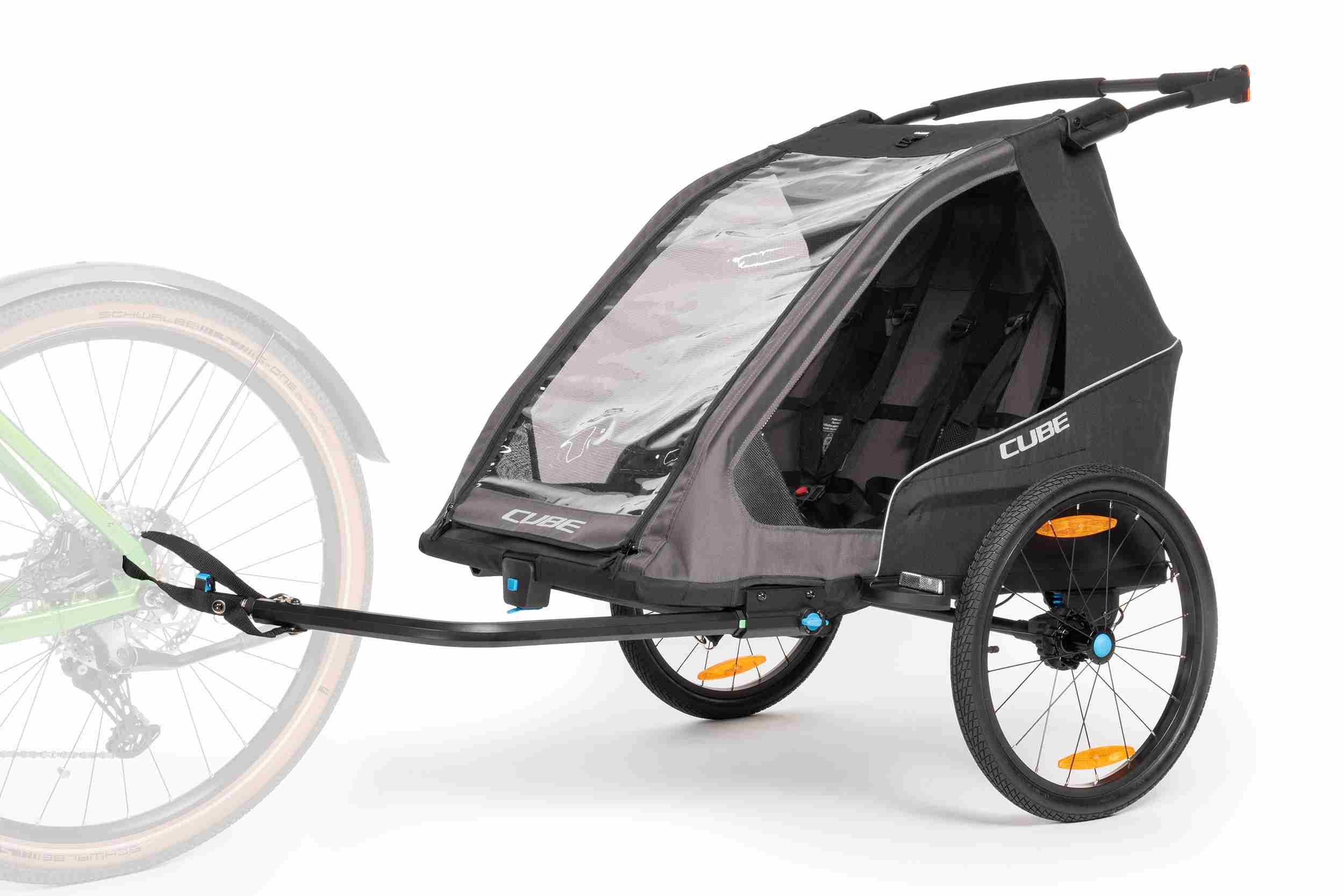Cube Double Pure Kinder Fahrradanhänger schwarz/grau