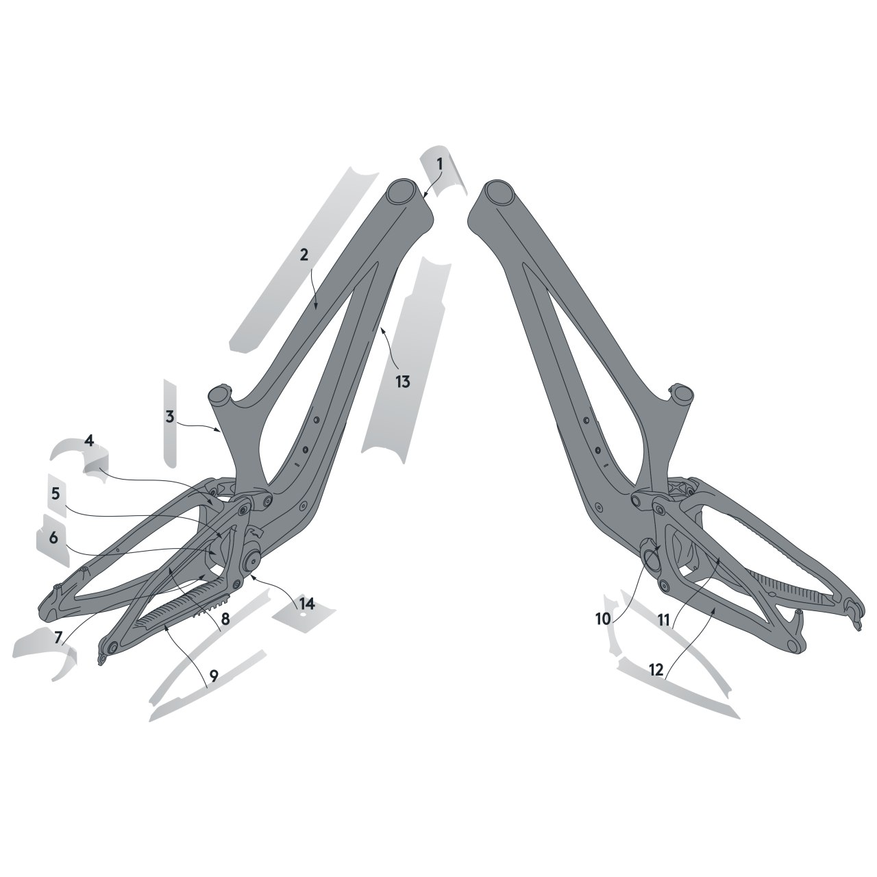 Syncros Bold Unplugged Carbon Rahmenschutzfolien Set glänzend klar