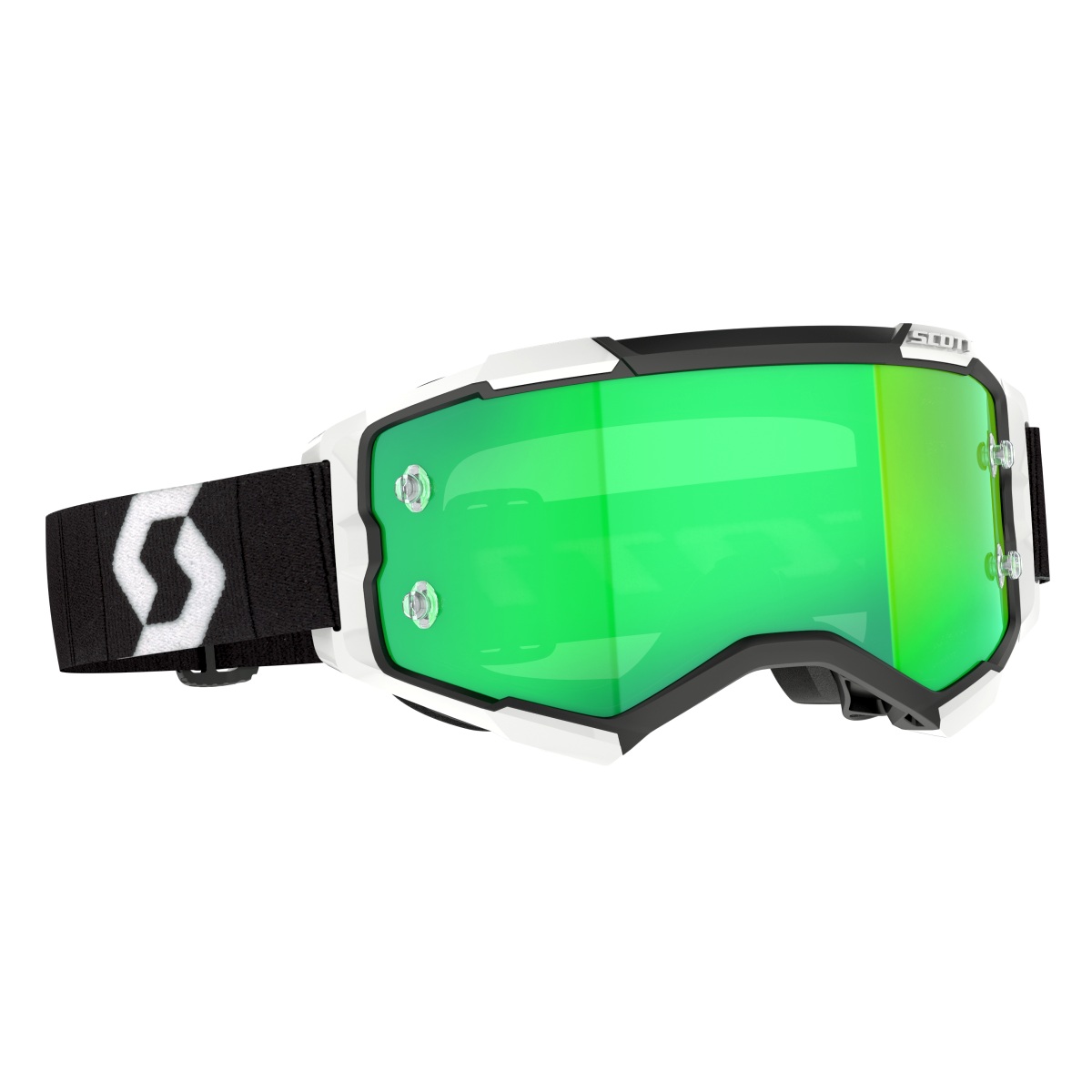 Scott Fury MX Goggle Cross/MTB Brille schwarz/weiß/grün chrome works
