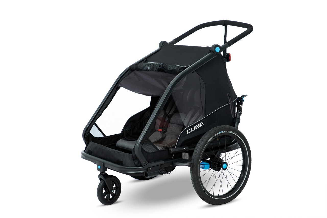 Cube Double Cmpt Kinder Fahrradanhänger schwarz