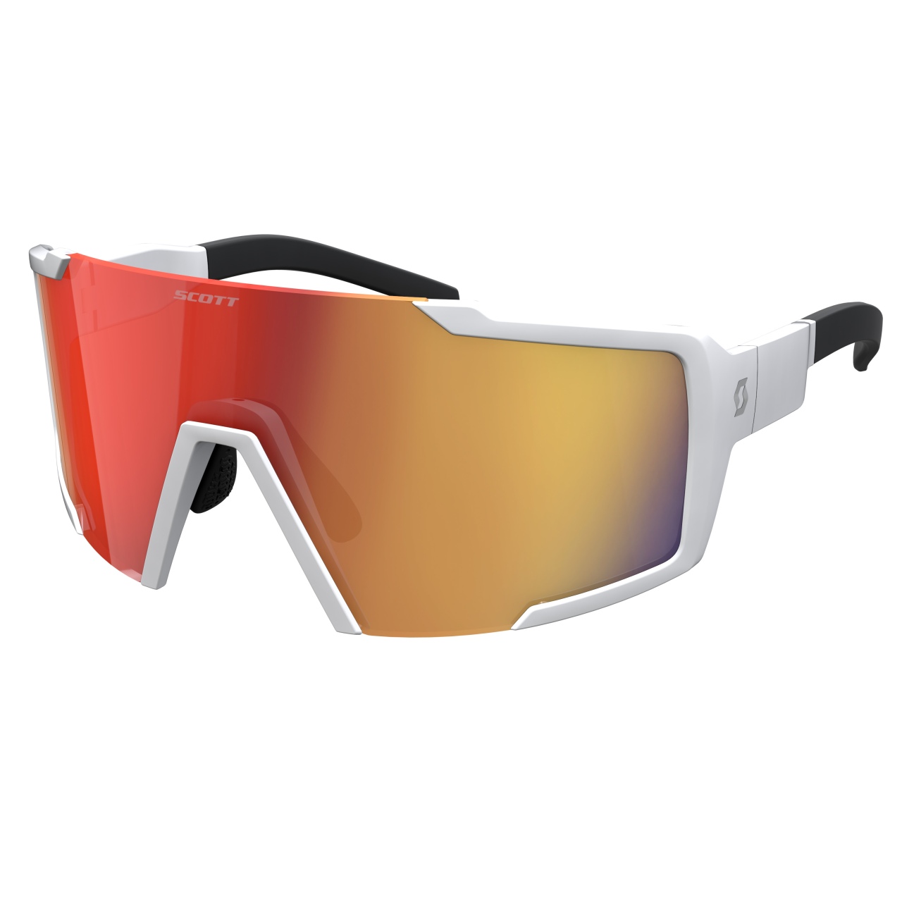 Scott Shield Wechselscheiben Fahrrad Brille matt weiß/rot chrome