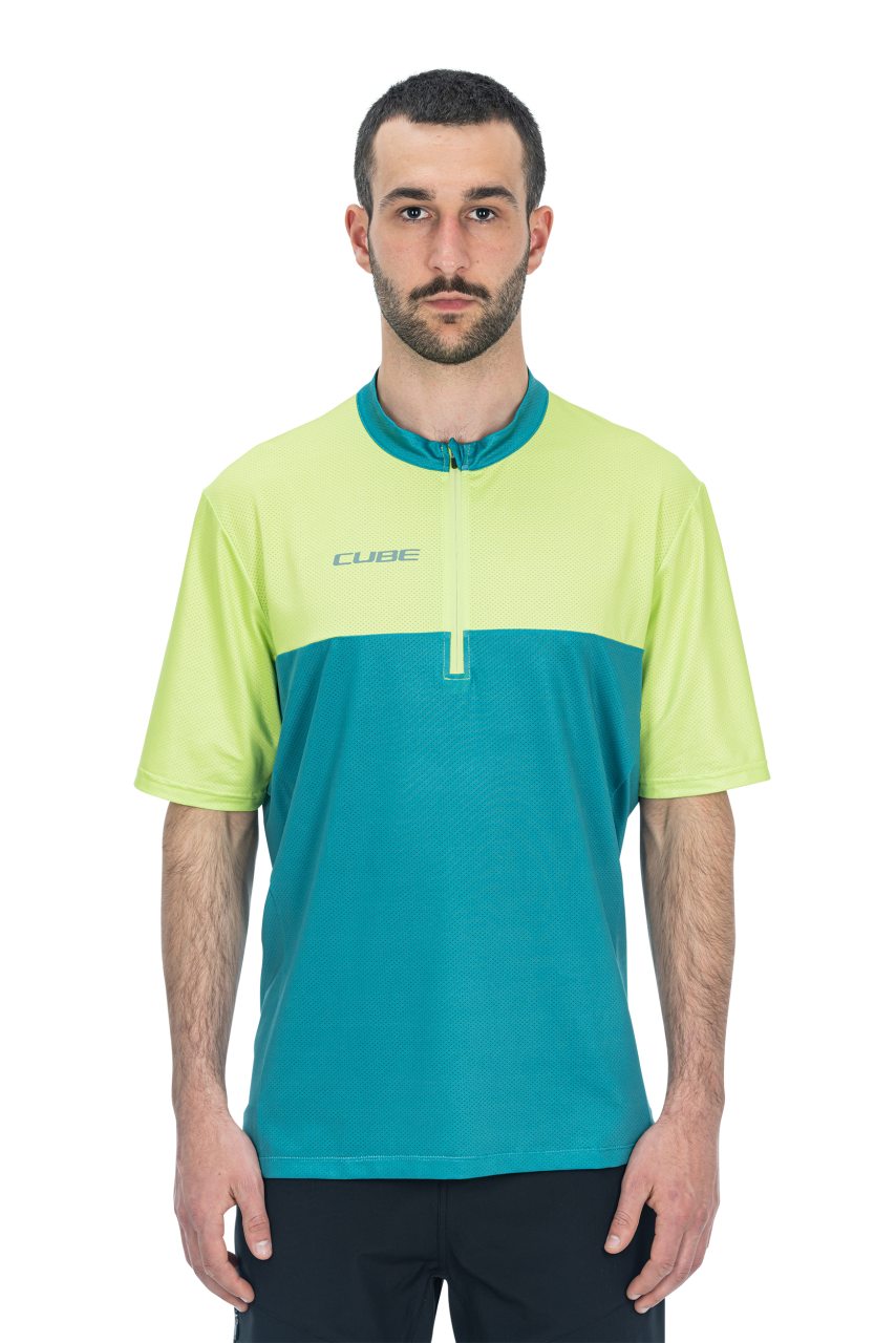 Cube ATX Cmpt Half Zip Fahrrad Trikot kurz grün 2027