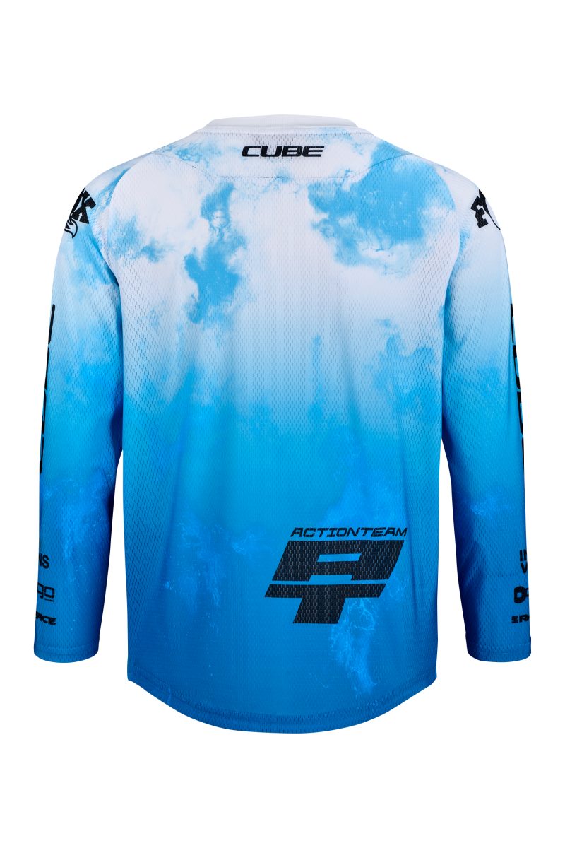 Cube Rookie X Actionteam Kinder Fahrrad Trikot lang topas blau/weiß 2026