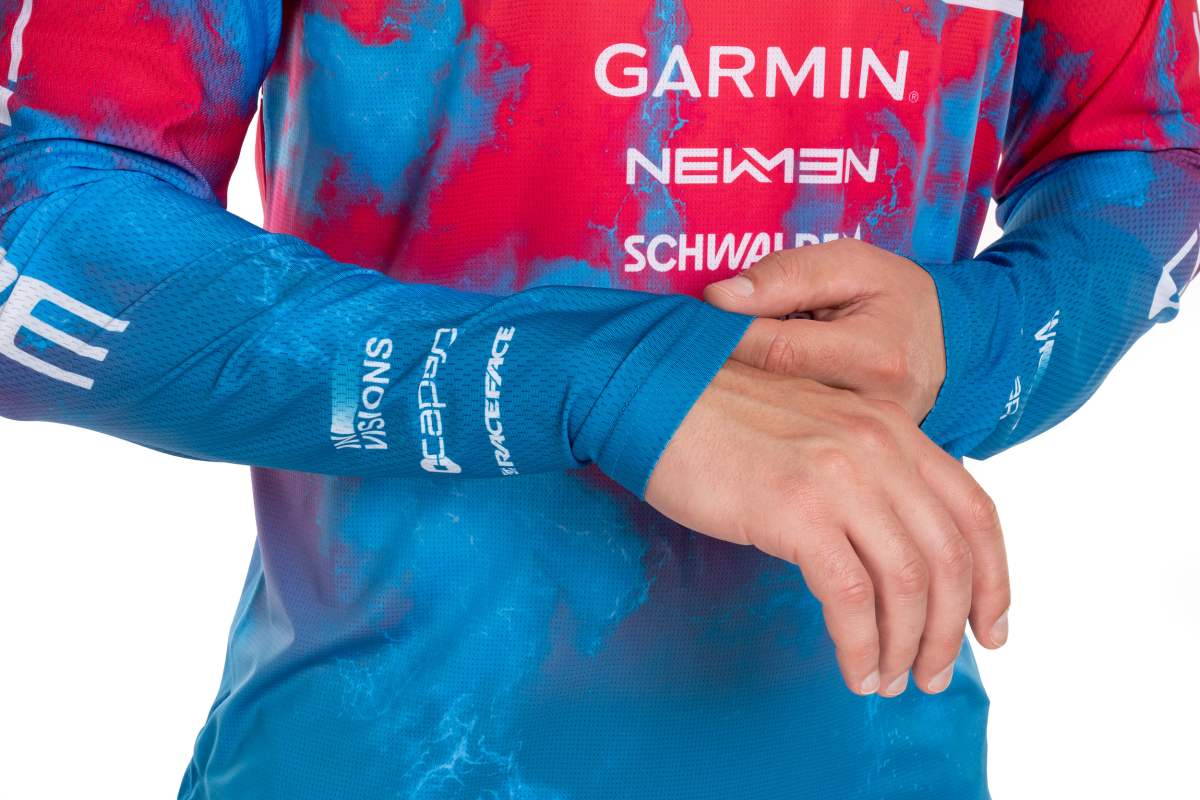 Cube X Actionteam Fahrrad Trikot lang blau/pink 2026