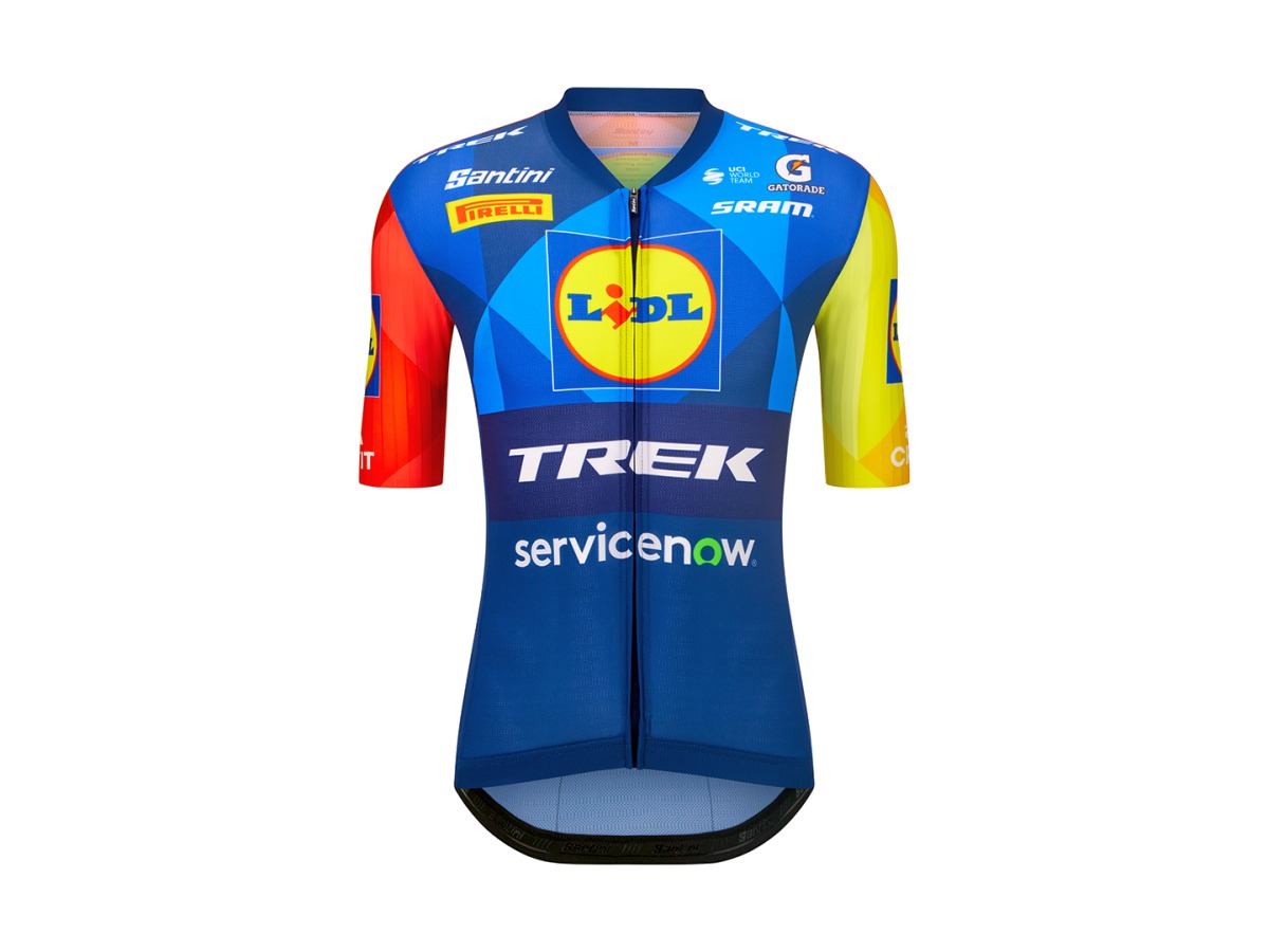 Santini Trek Team Rennrad Fahrradtrikot kurz blau/gelb 2027