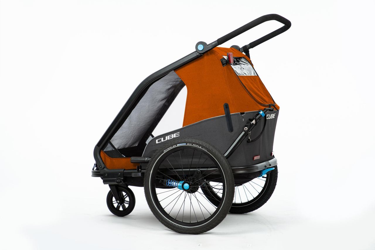 Cube Double Cmpt X Actionteam Kinder Fahrrad Anhänger orange