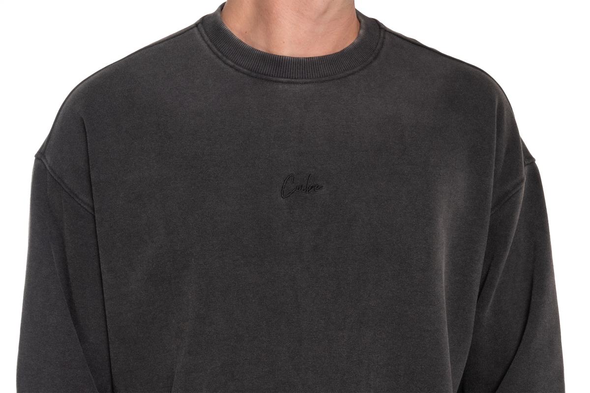 Cube Organic Sweater Script Freizeit Pullover washed grau 2027