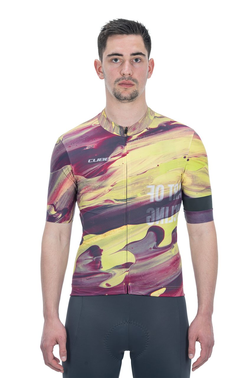 Cube Blackline Art Fahrrad Trikot kurz gelb/lila 2023