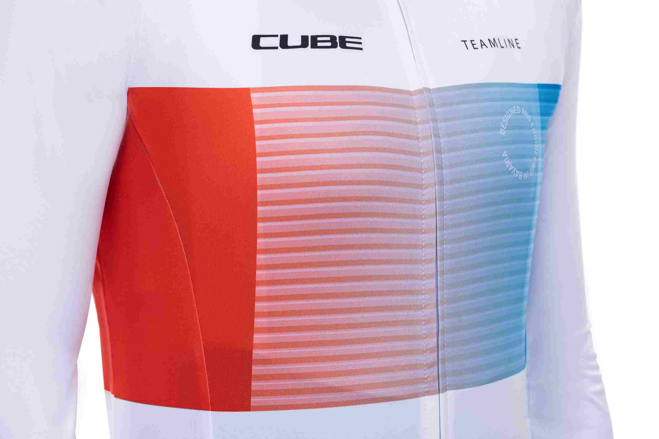 Cube Tea mline Damen Fahrrad Trikot lang weiß / rot / blau 2026