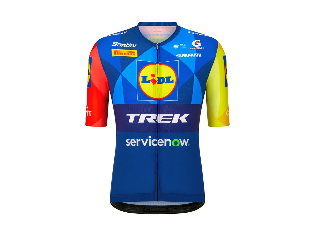 Santini Trek Replica Rennrad Fahrradtrikot kurz blau/gelb 2027