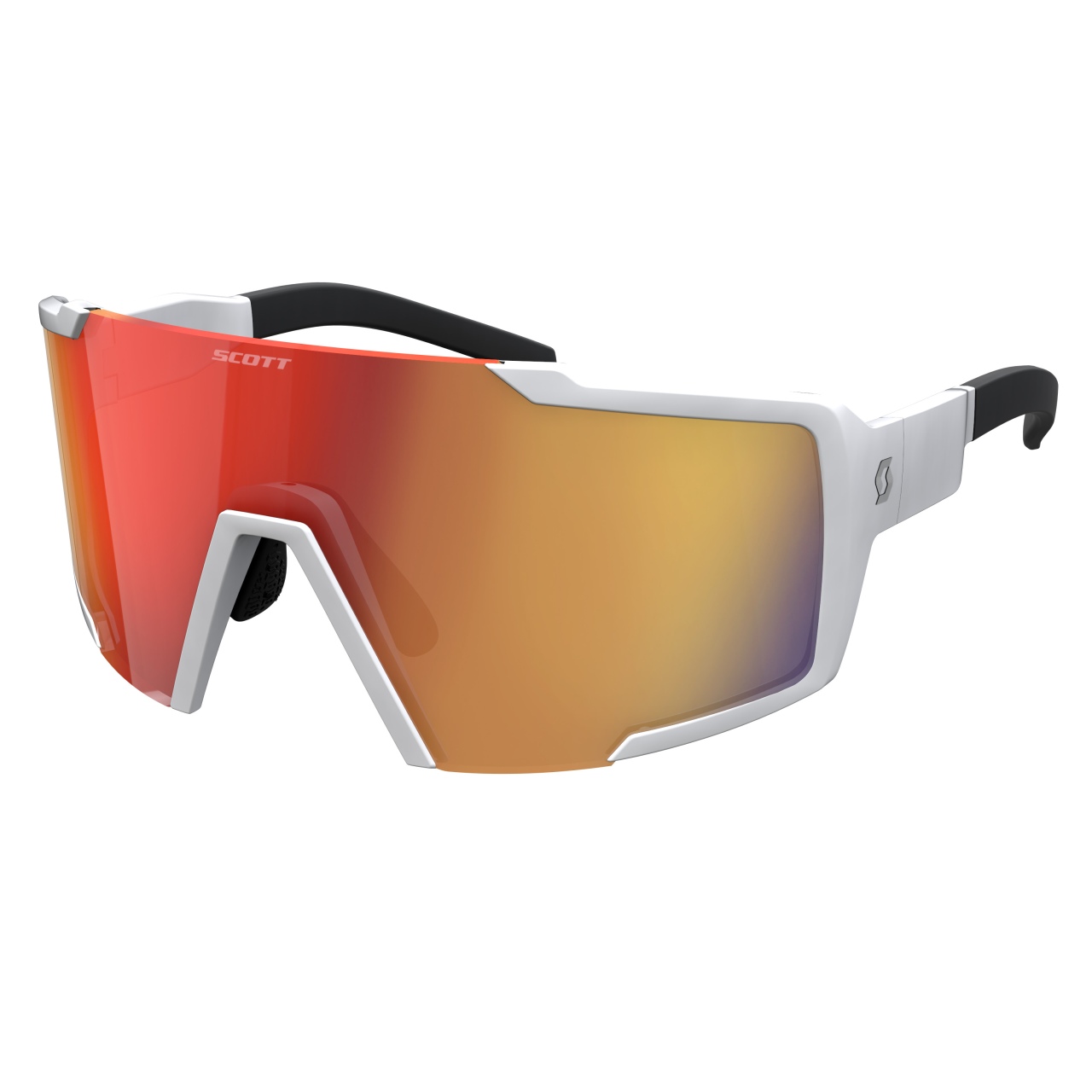 Scott Shield Compact Wechselscheiben Fahrrad Brille matt weiß/rot chrome