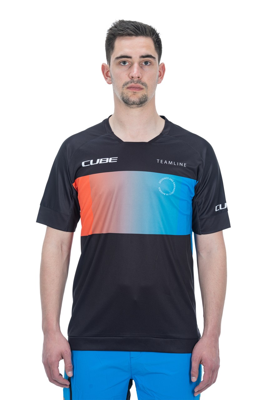 Cube Teamline Rundhals Fahrrad Trikot kurz schwarz/blau/rot 2026