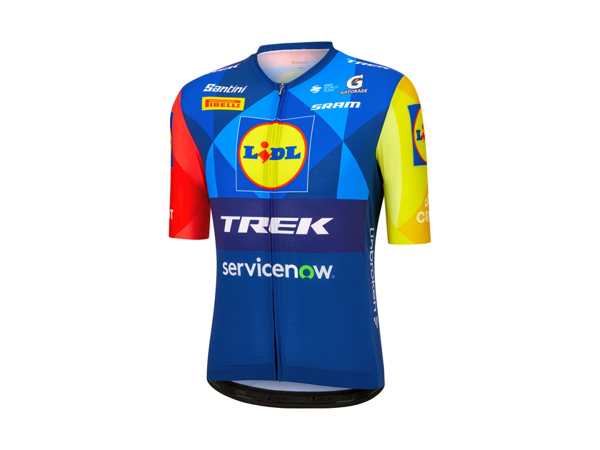 Santini Trek Replica Rennrad Fahrradtrikot kurz blau/gelb 2027