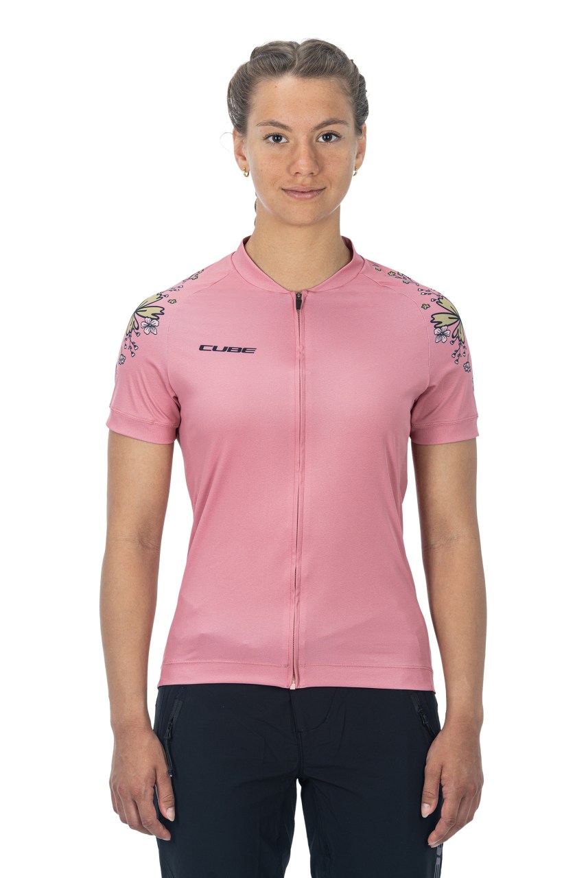 Cube ATX Cmpt Full Zip Damen Fahrrad Trikot kurz coral rot 2027