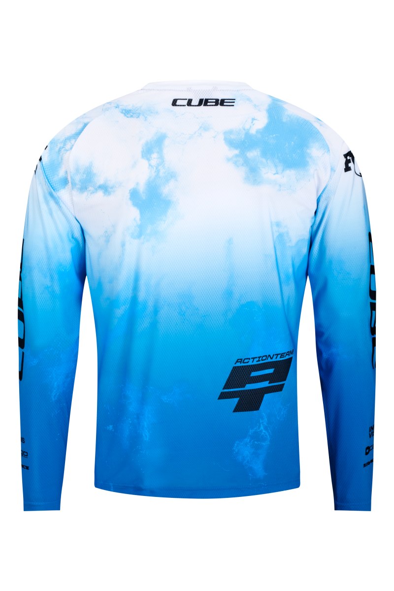 Cube X Actionteam Fahrrad Trikot lang blau/weiß 2026