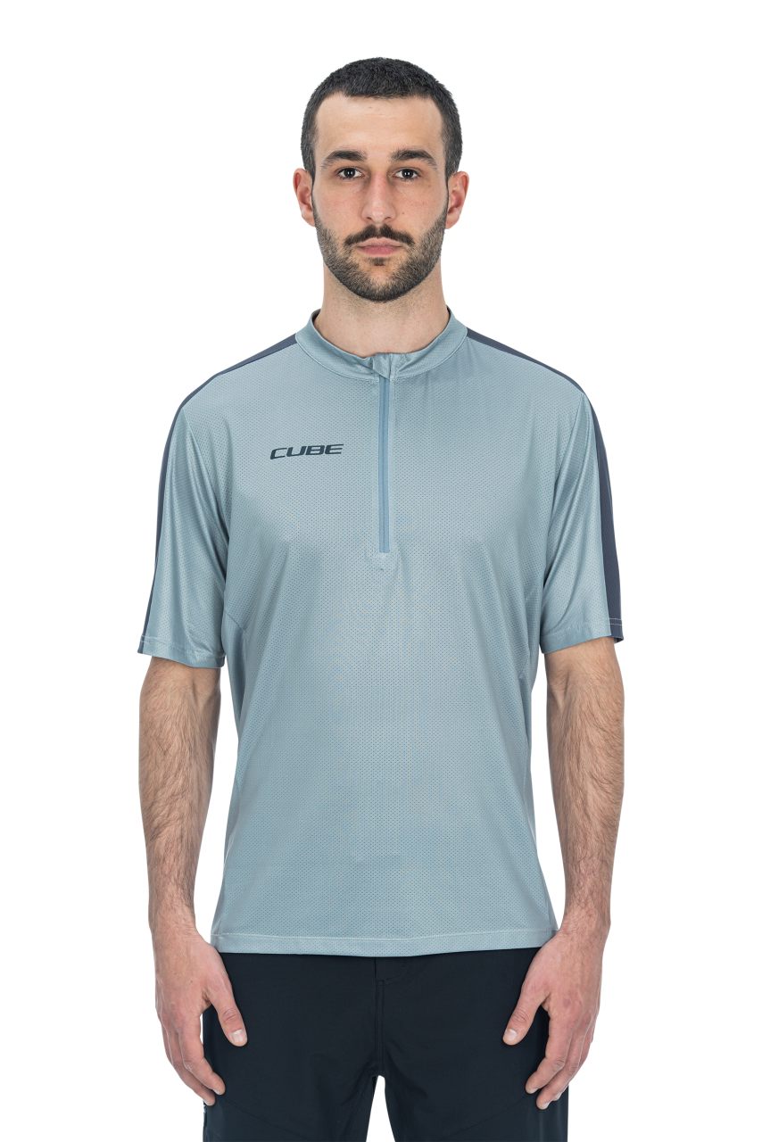 Cube ATX Cmpt Half Zip Fahrrad Trikot kurz grau 2027