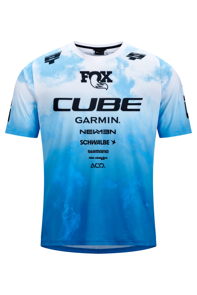Cube X Actionteam Fahrrad Trikot kurz blau/weiß 2026