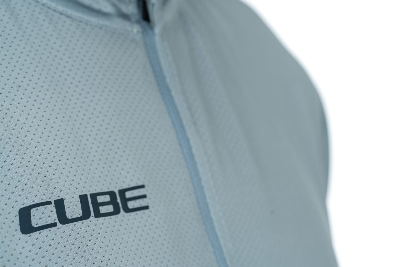 Cube ATX Cmpt Half Zip Fahrrad Trikot kurz grau 2027