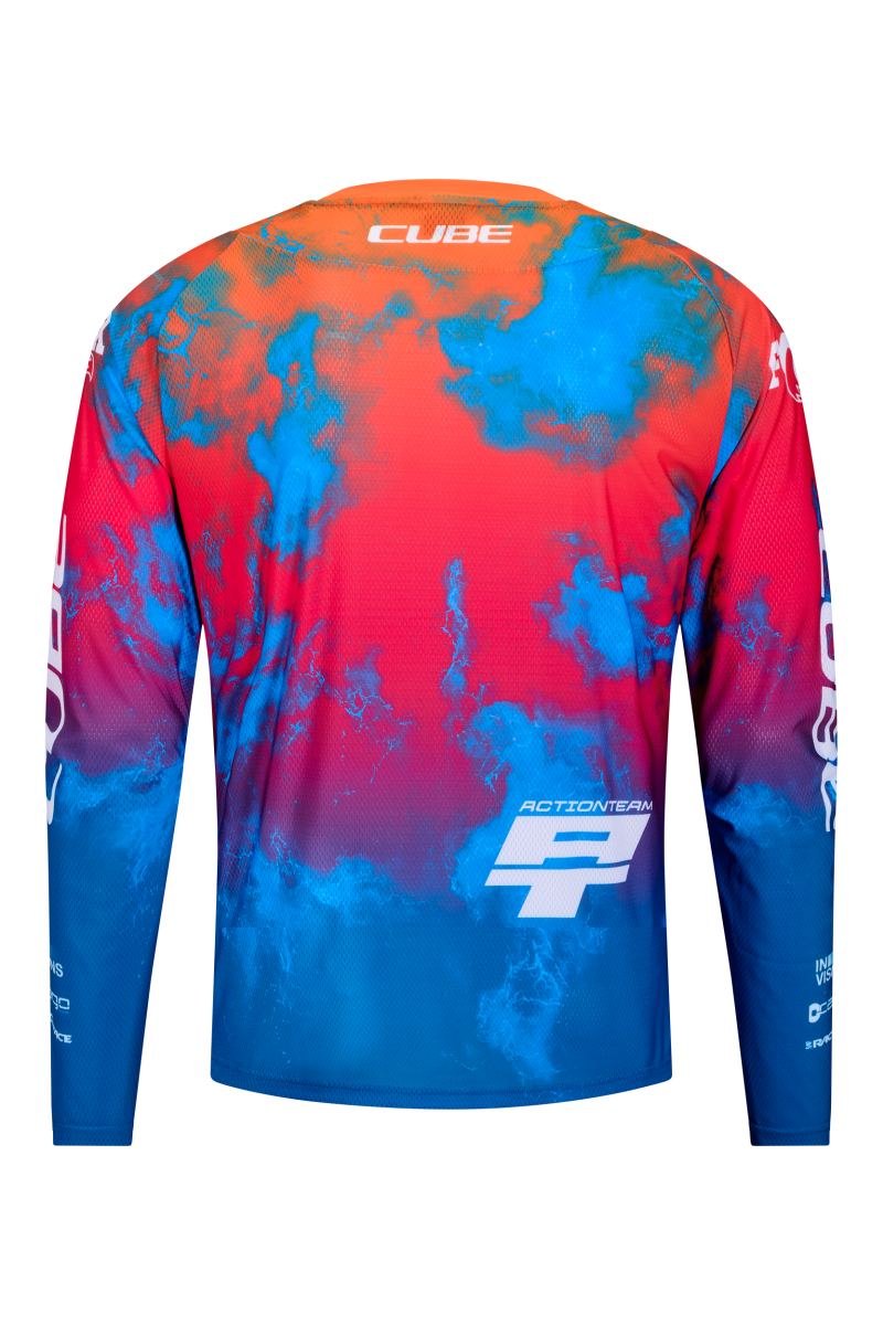 Cube X Actionteam Fahrrad Trikot lang blau/pink 2026