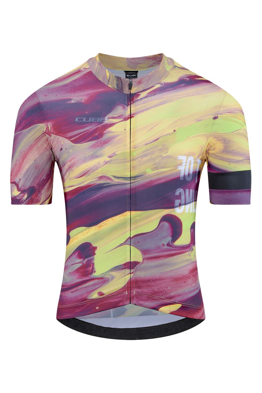 Cube Blackline Art Fahrrad Trikot kurz gelb/lila 2023