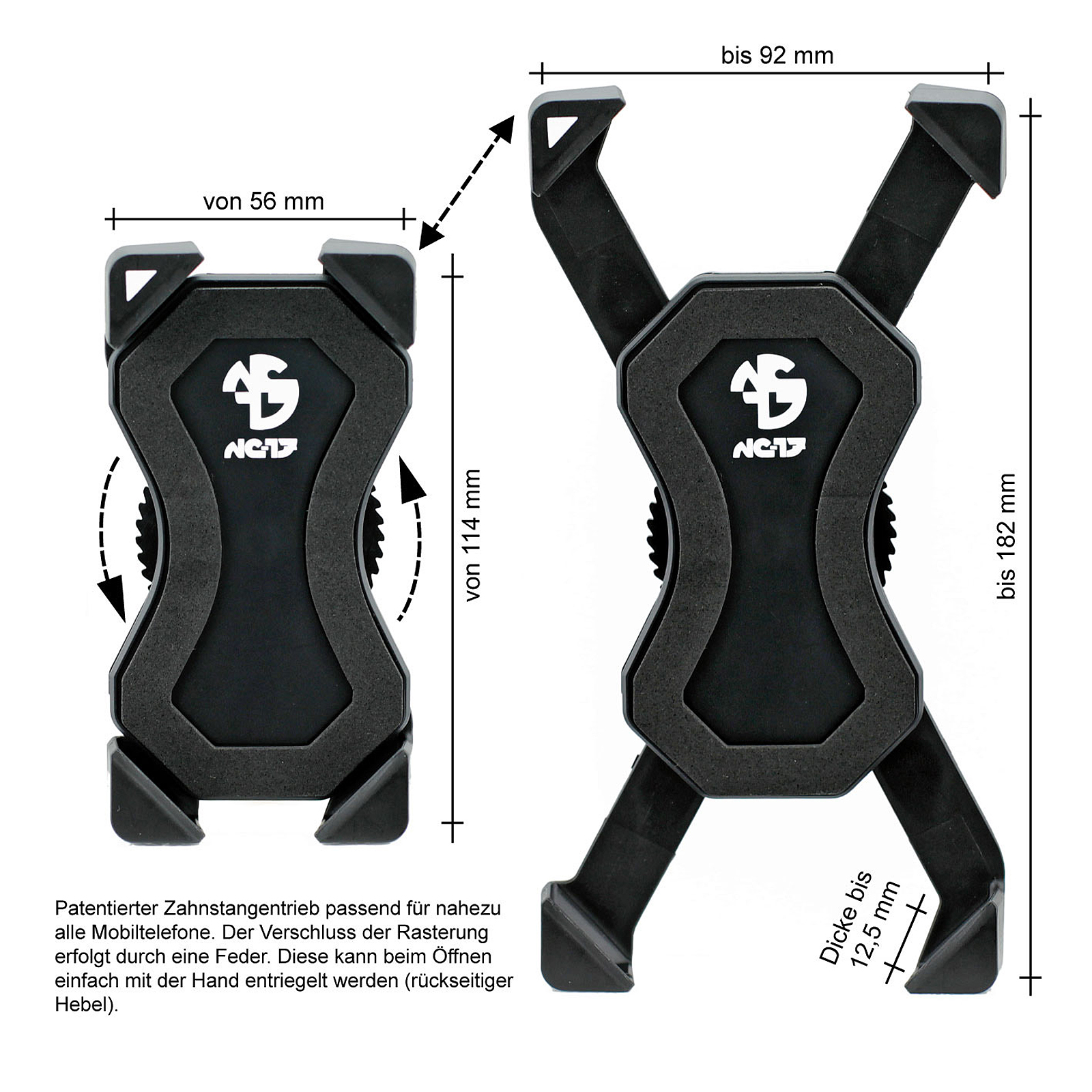 NC-17 Connect 3D Universal Smartphone Halter #1 Aheadset-Montage schwarz