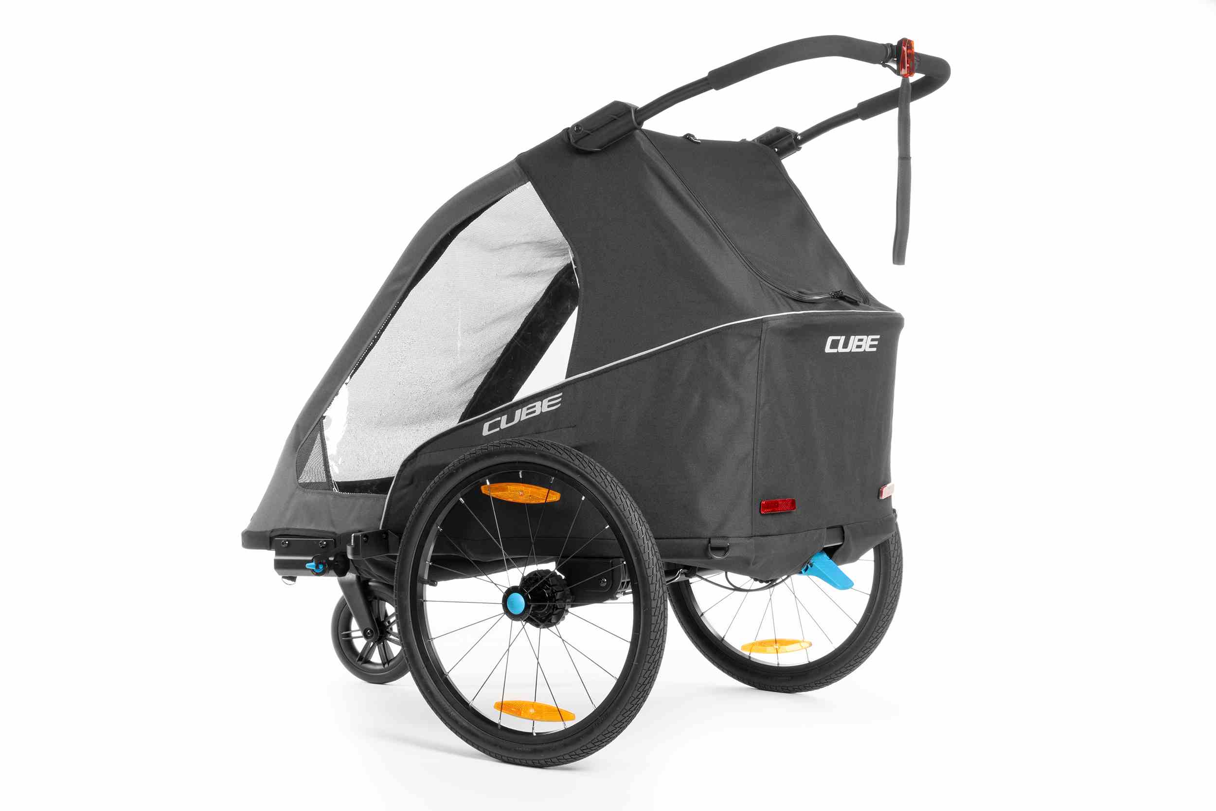 Cube Double Pure Kinder Fahrradanhänger schwarz/grau