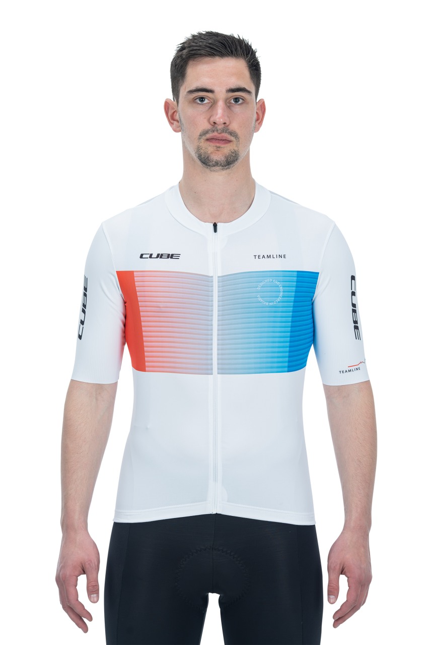 Cube Teamline Fahrrad Trikot kurz weiß/blau/rot 2027
