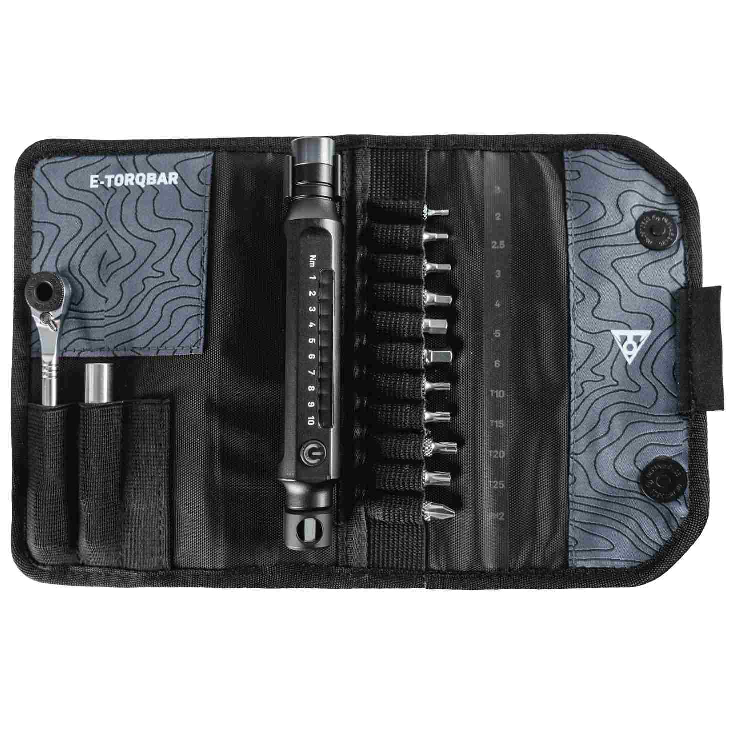 Topeak E-TorqBar 1-10 Nm Werkzeugset mit digitaler Drehmomenthülse schwarz