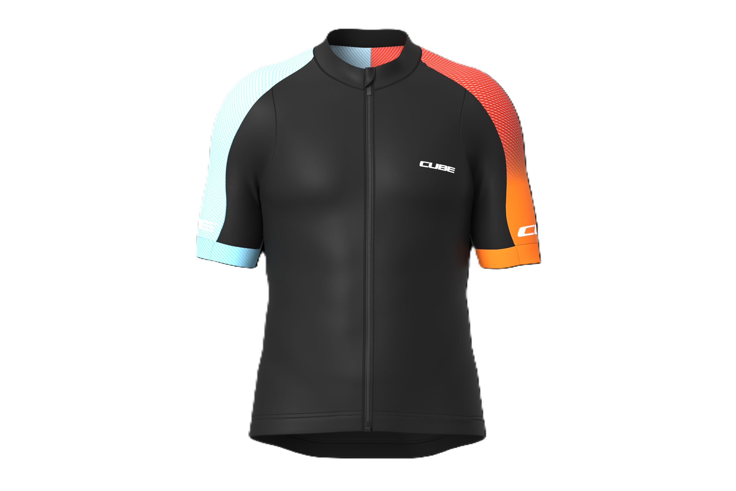 Cube Road / XC Teamline Fahrrad Trikot kurz schwarz/orange 2026