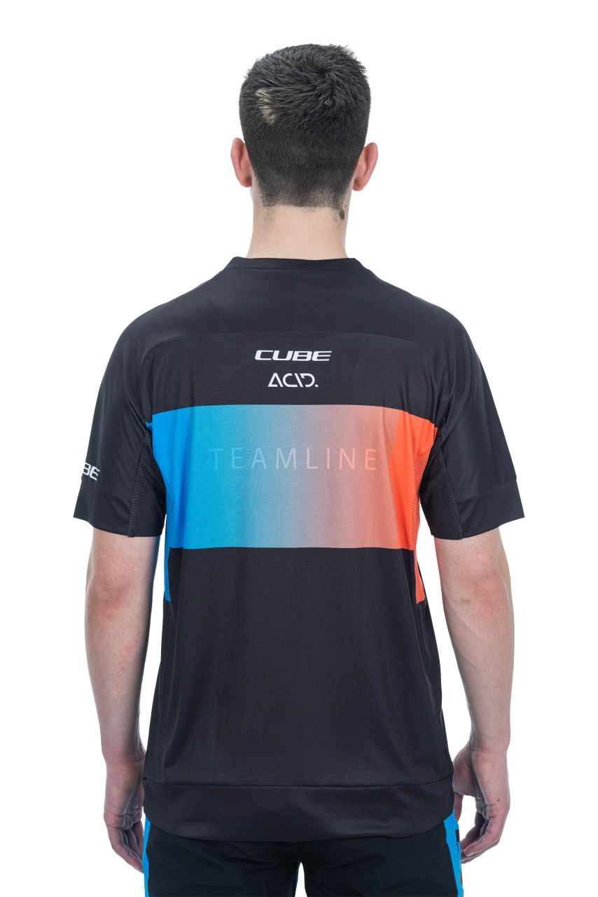 Cube Teamline Rundhals Fahrrad Trikot kurz schwarz/blau/rot 2026