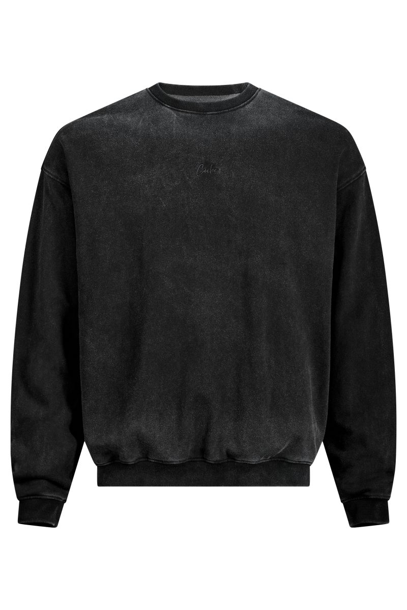 Cube Organic Sweater Script Freizeit Pullover washed grau 2027