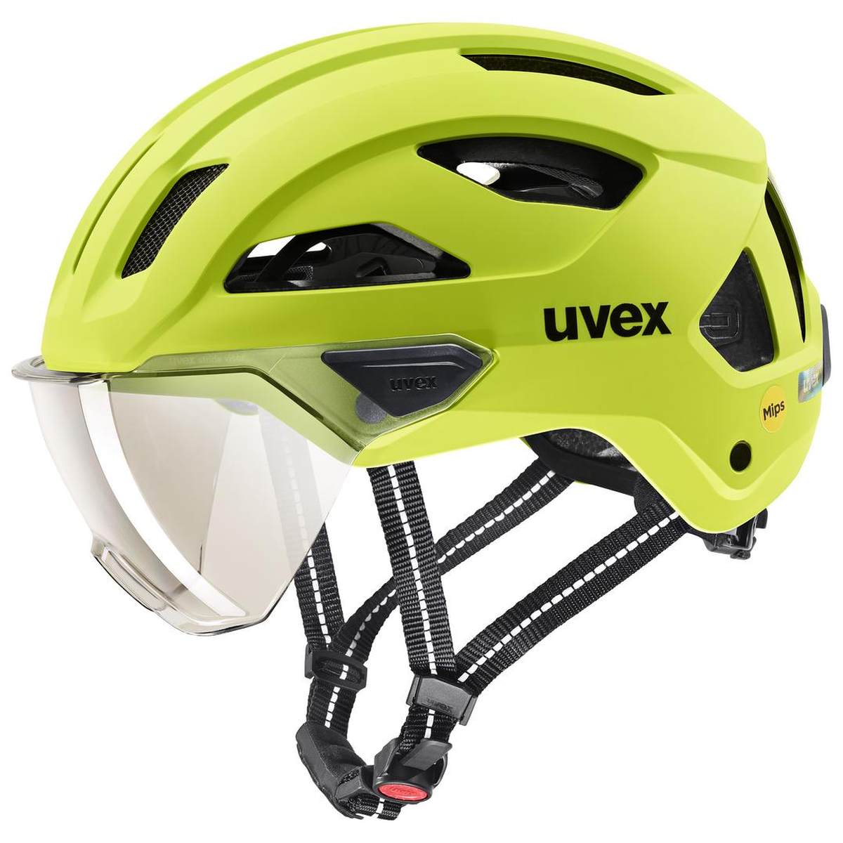 uvex Stride Visor MIPS Fahrrad Helm matt lime gelb 2027