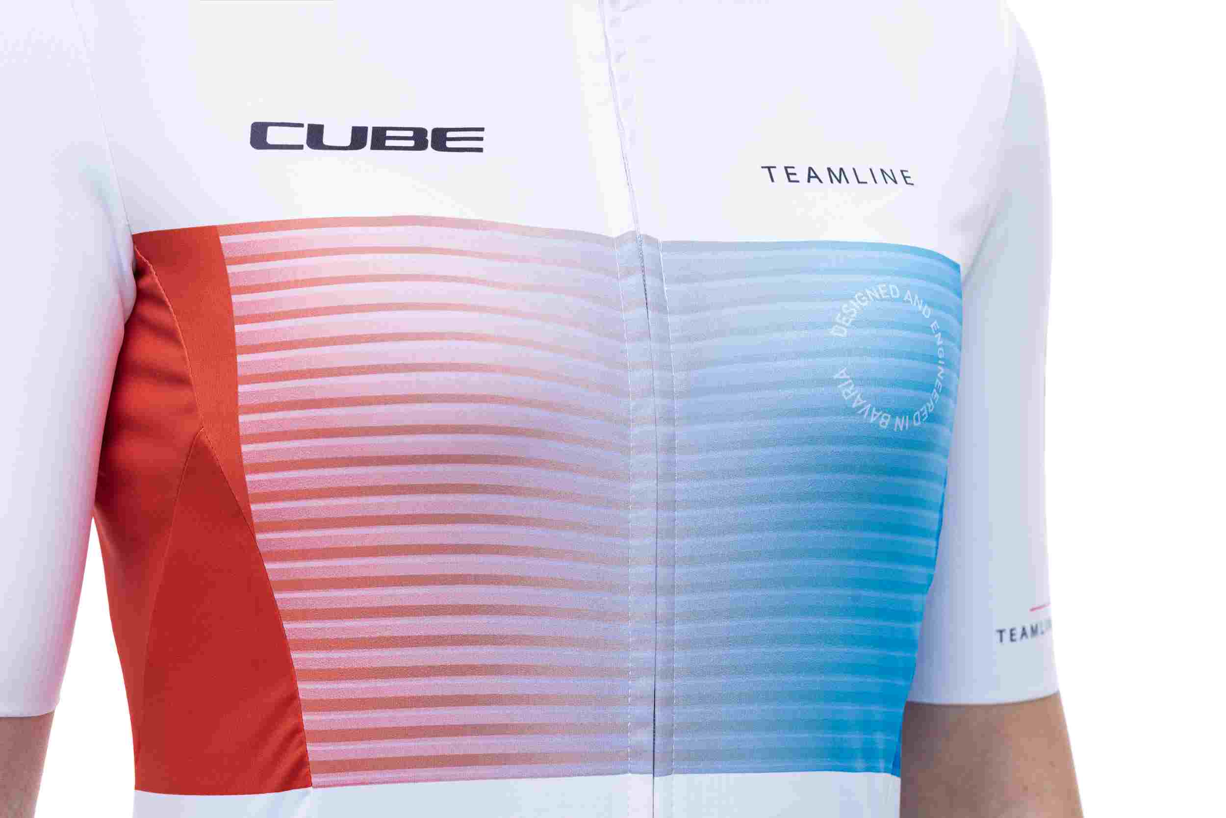 Cube Tea mline Damen Fahrrad Trikot kurz weiß / rot / blau 2027