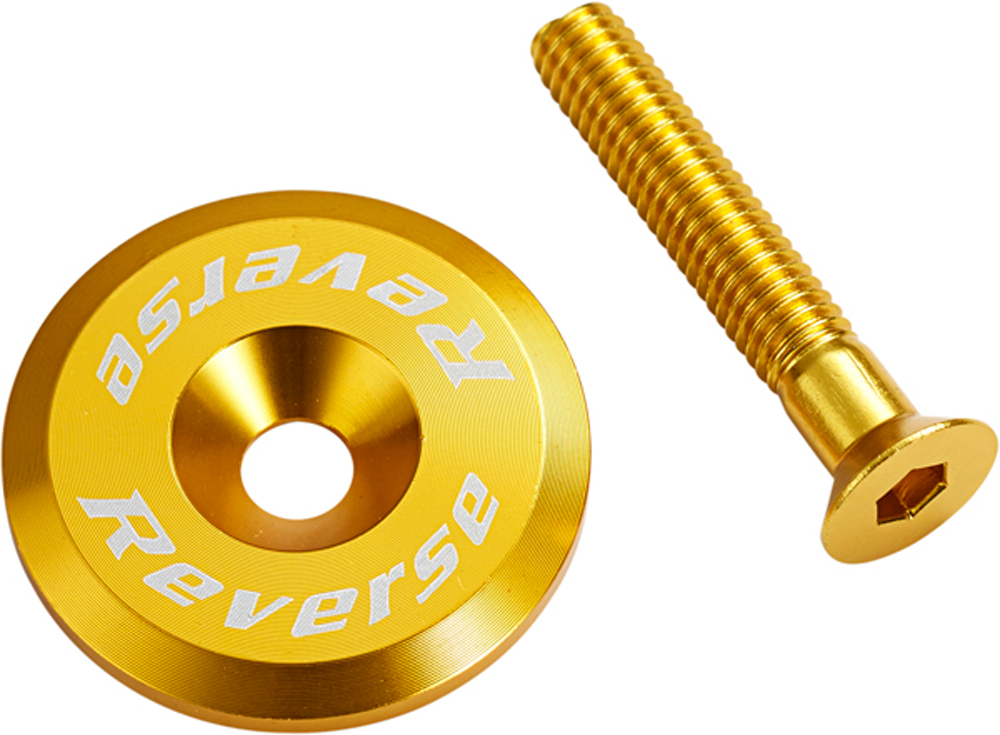 Reverse Steuersatzkappe Alu mit Schraube dunkel gold