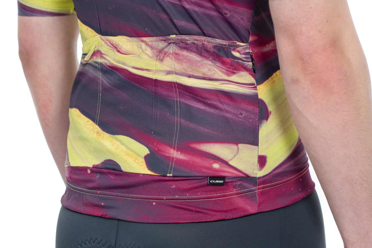 Cube Blackline Art Fahrrad Trikot kurz gelb/lila 2023